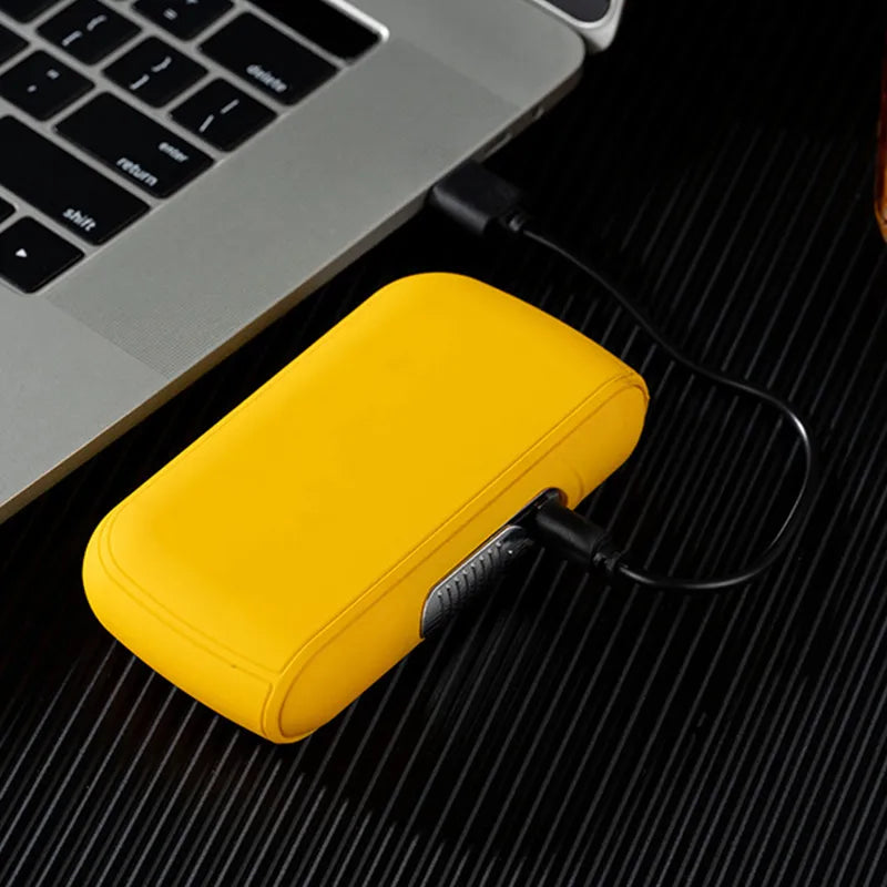 Puffdock, yellow, lighter, pre roll holder, blunt holder, electric lighter, cigarette case, cigarette lighter, usb charger